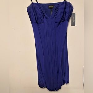 Strapless purple mini dress